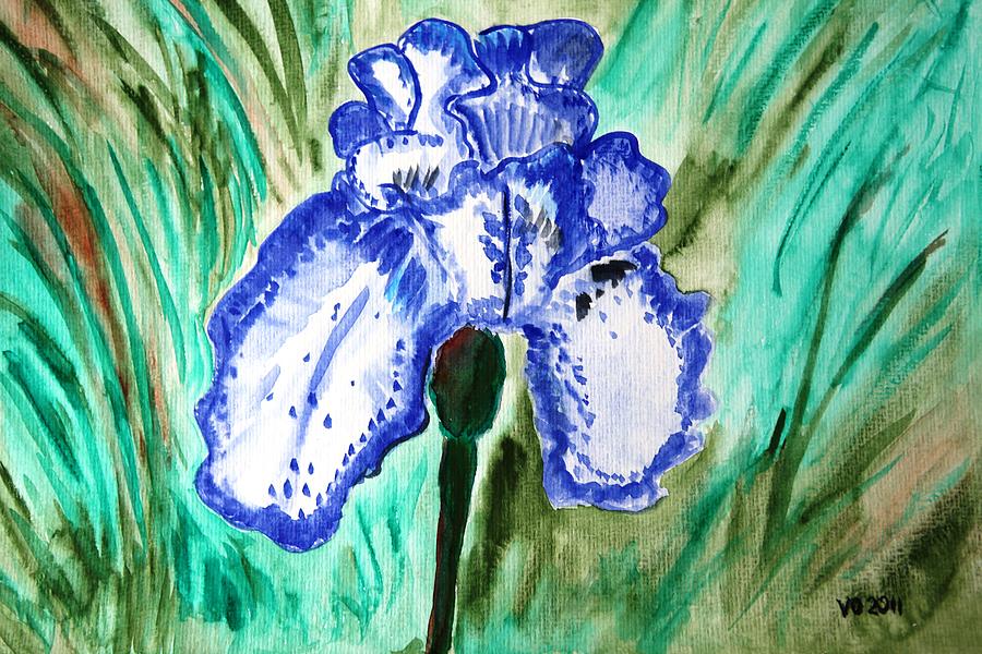 Blue Iris Painting by Valerie Ornstein