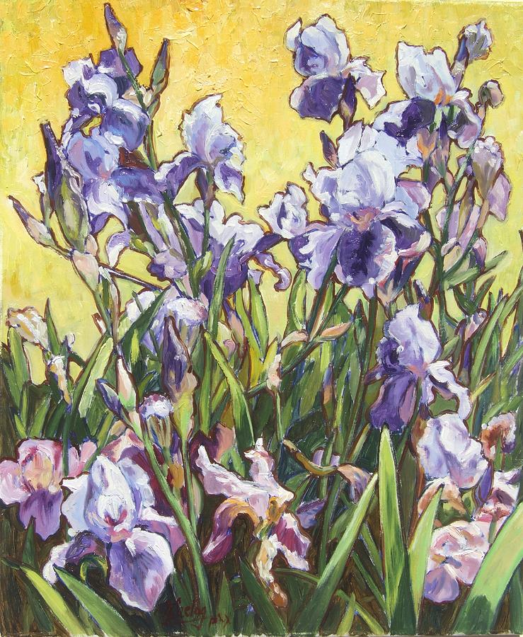 Blue irises Painting by Irek Szelag