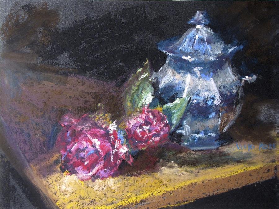 Blue Jug with Roses Painting by Vicki Ross