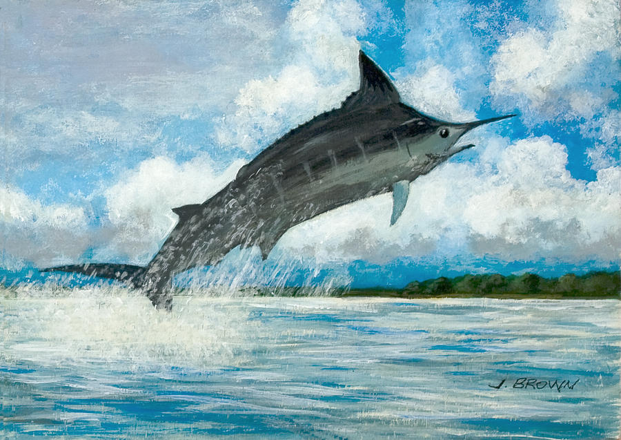 Blue Marlin Painting by John Brown - Pixels