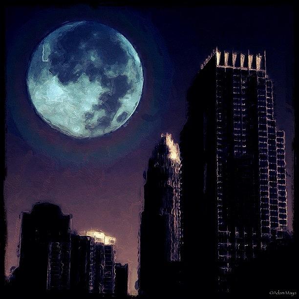 Instagrammer Photograph - Blue Moon - Over Charlotte by Photography By Boopero