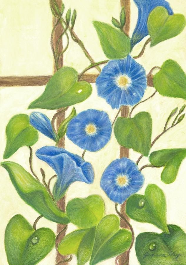 Flower Painting - Blue Morning Glories by Jeanne Juhos