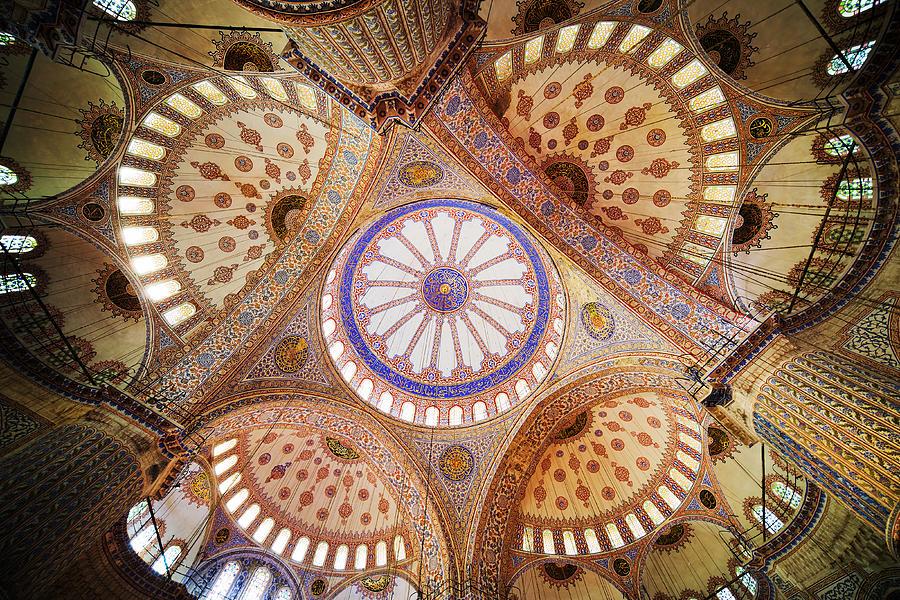 Architecture Photograph - Blue Mosque Domed Ceiling by Artur Bogacki