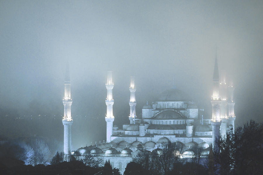 Blue Mosque in Blue Mist Photograph by Michele Burgess