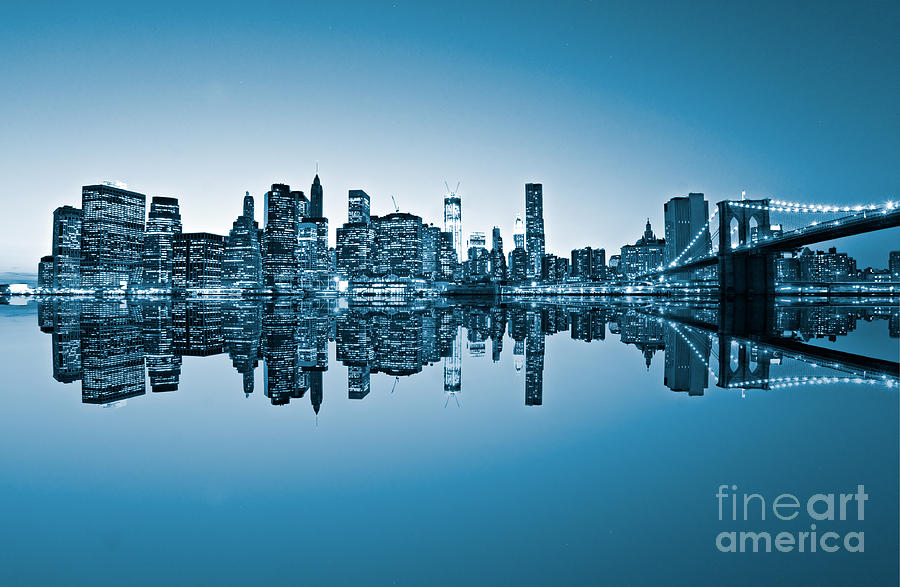 Blue New York City Photograph by Luciano Mortula