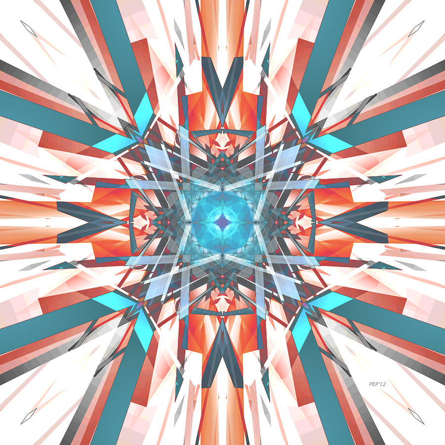 Blue Orange Kaleidoscope Digital Art by Phil Perkins