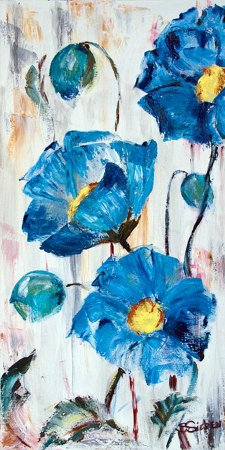 Blue Poppies Painting by Sharon Sieben