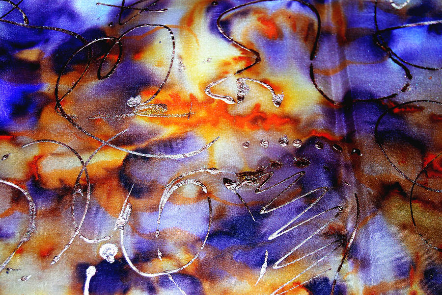 Blue Purple Orange Yellow and Silver  Painting by Fine Art by Alexandra