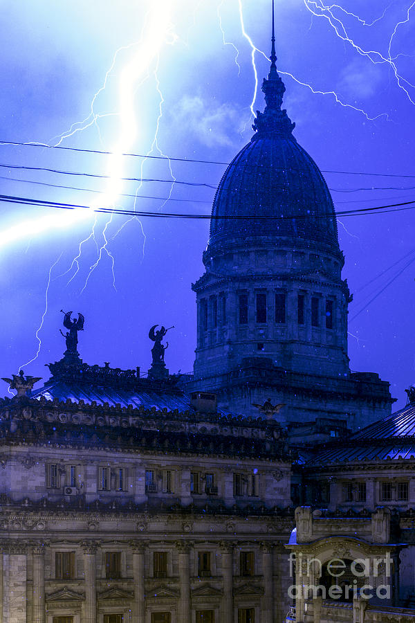 Lightning Photograph - Blue Rain by Balanced Art