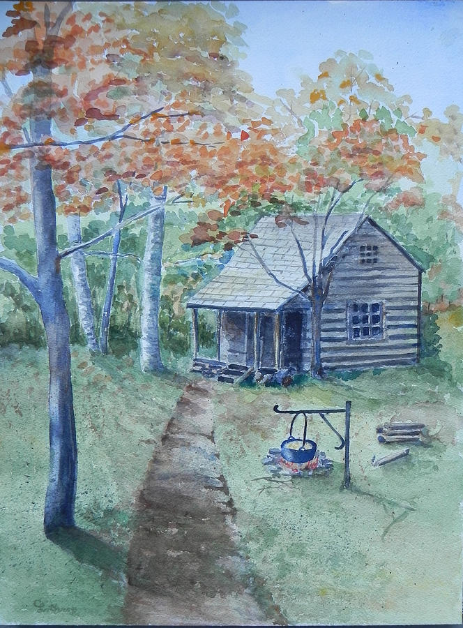 Virginia - Blue Ridge Cabin II Painting by Christine Lathrop