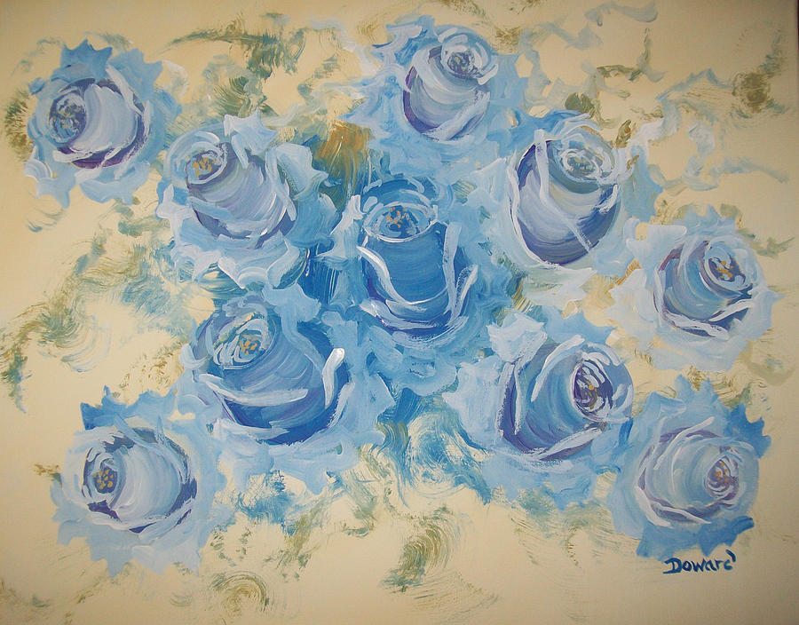 Blue Roses Abstract Painting by Raymond Doward