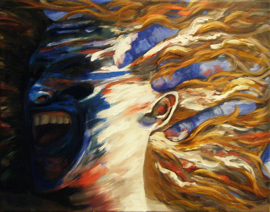 Blue Scream in progress working title  Painting by Katherine Huck Fernie Howard