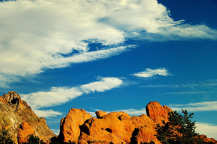 Mountain Photograph - Blue sky over red rocks by Toni Hopper
