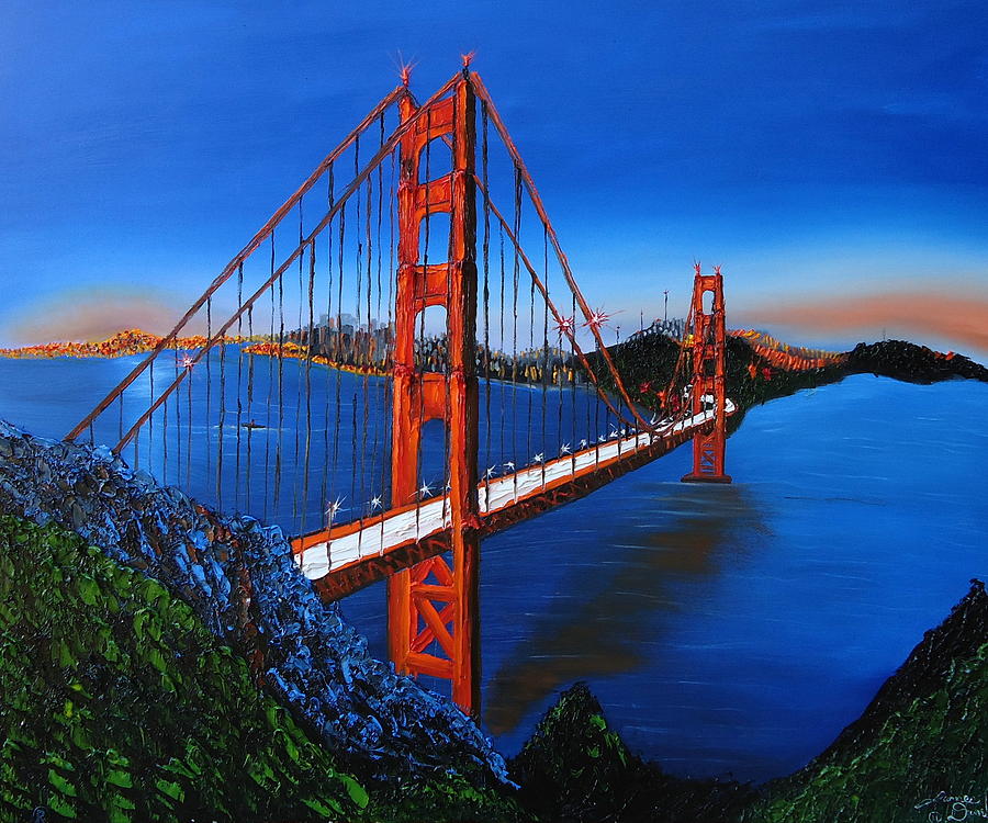 Blue Sky's Of The Golden Gate Bridge 3 Painting by James Dunbar - Pixels