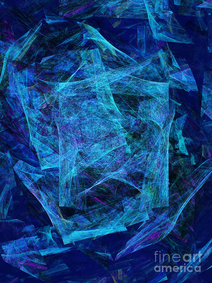 Abstract Digital Art - Blue Space Debris by Andee Design