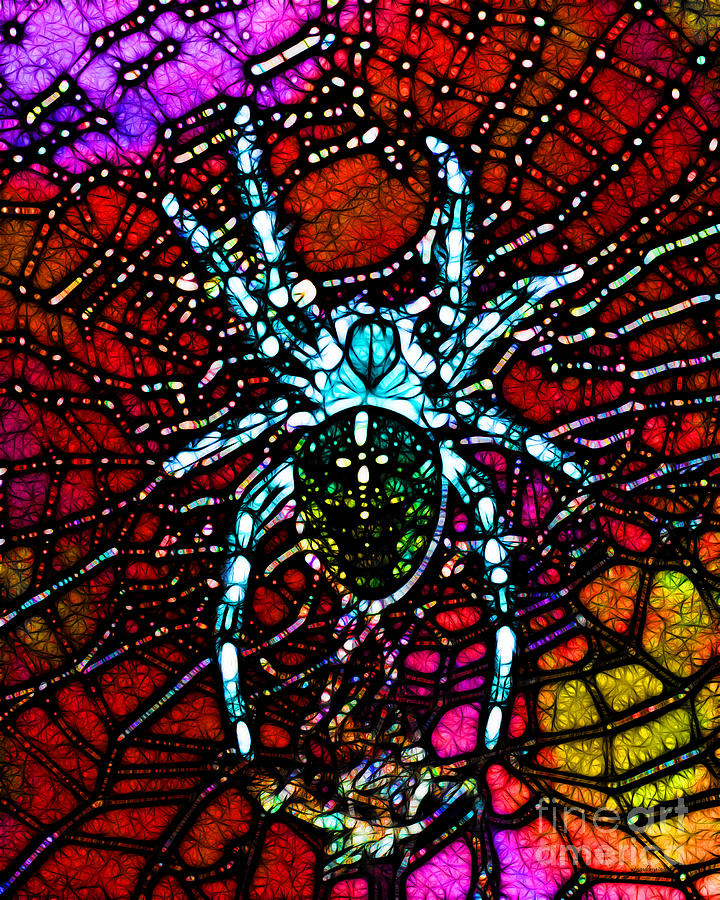 Blue Spider in Abstract Photograph by Wingsdomain Art and Photography