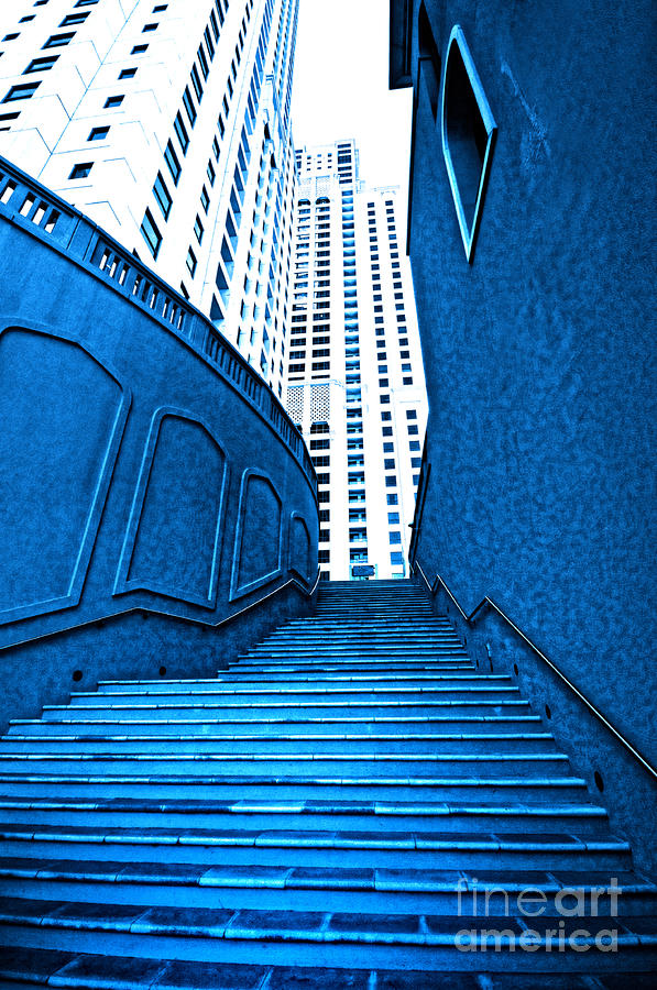 Blue Stairs Photograph by Charuhas Images