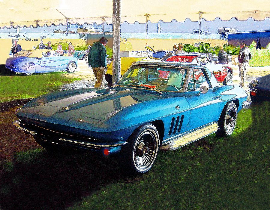 Vintage Digital Art - Blue Steel - Chevrolet Corvette Stingray by Kenneth Breeze