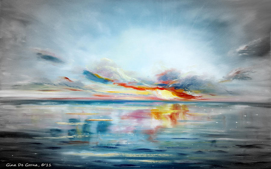 Blue Sunset 77 Painting by Gina De Gorna