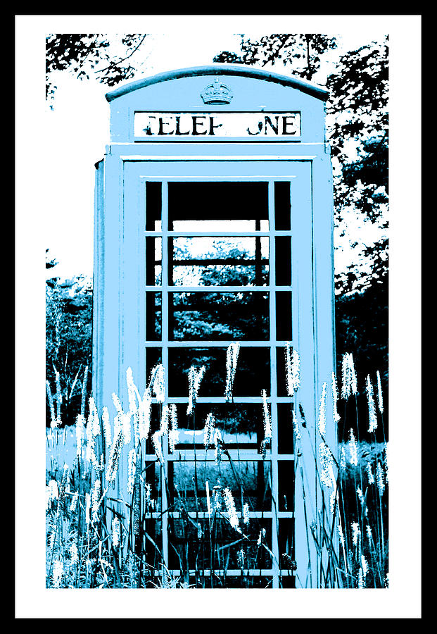 Tree Photograph - Blue Telephone Booth in a Field in Maine by Kara Ray