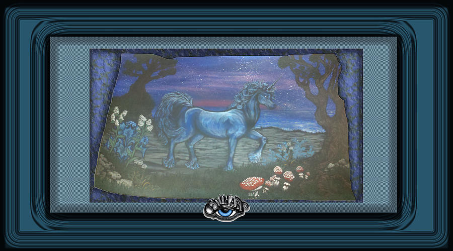 Fantasy Mixed Media - Blue Unicorn by Devon Wilson