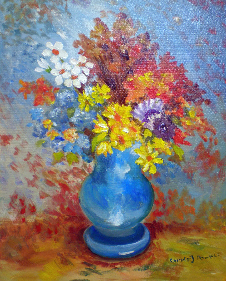 Blue Vase Painting by Carole Powell