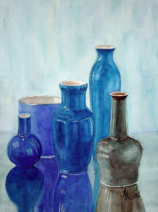 Blue Vases II Painting by Anna Ruzsan