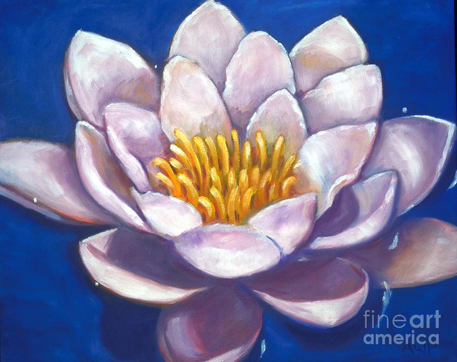Blue Water Lily Painting by Audrey Peaty