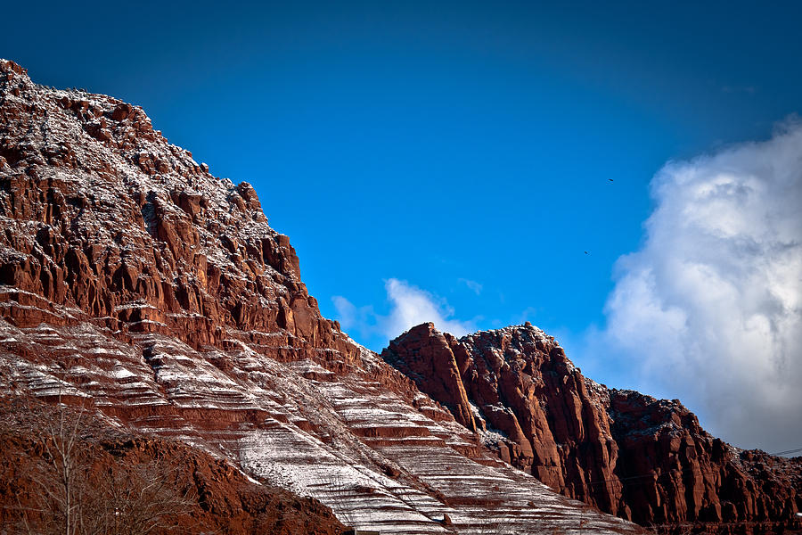 Ivins Photograph - Blue White and Red Mountain by Chris Fullmer