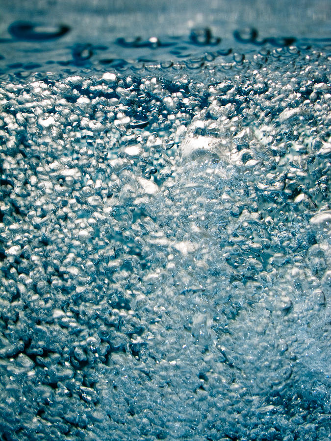 Blue white water bubbles in a pool Photograph by U Schade