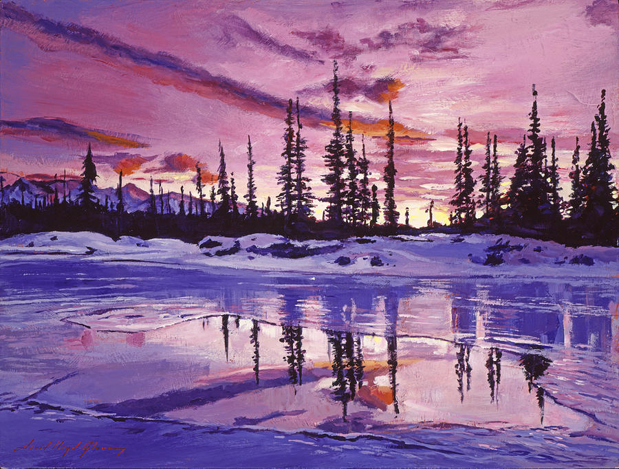 Blue Winter Sunrise Painting by David Lloyd Glover