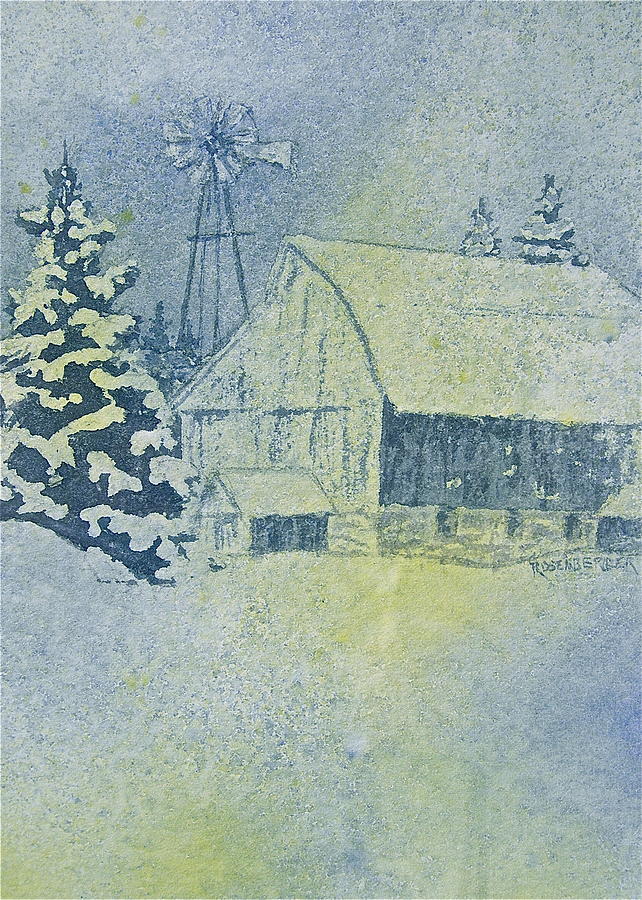 Blue Winters Barn Painting by Carolyn Rosenberger