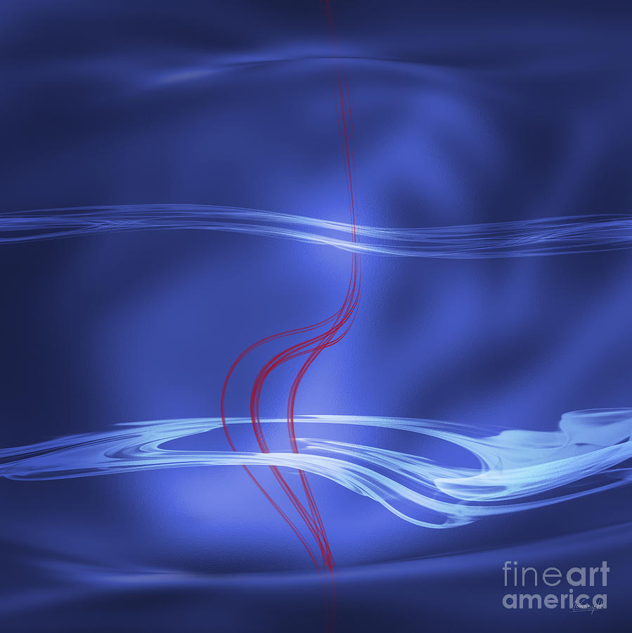 Blue with red flow Digital Art by Johnny Hildingsson