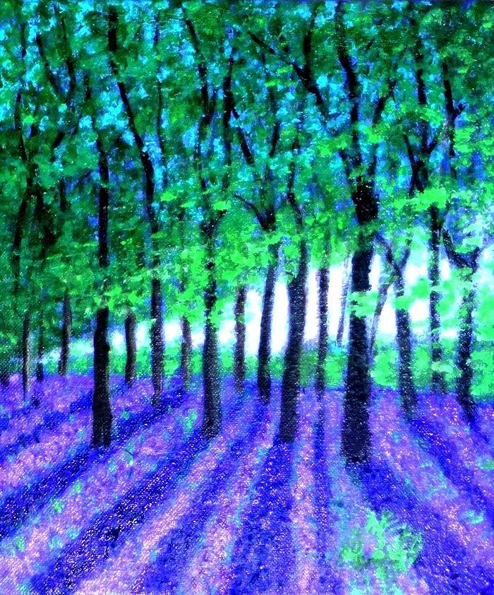 Bluebells forest for my cousin Painting by Marie-Line Vasseur
