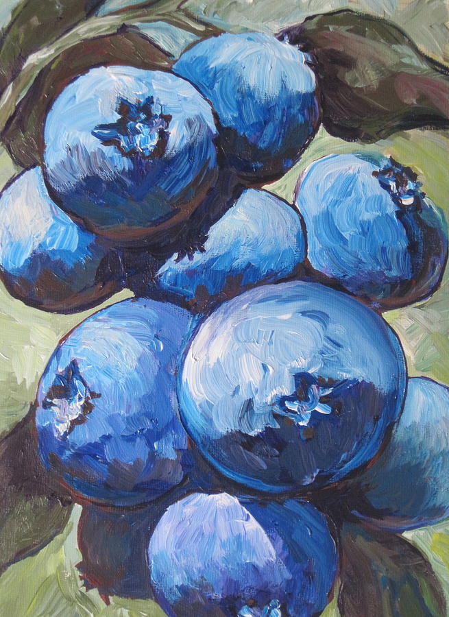 Blueberries Painting by Sandy Tracey