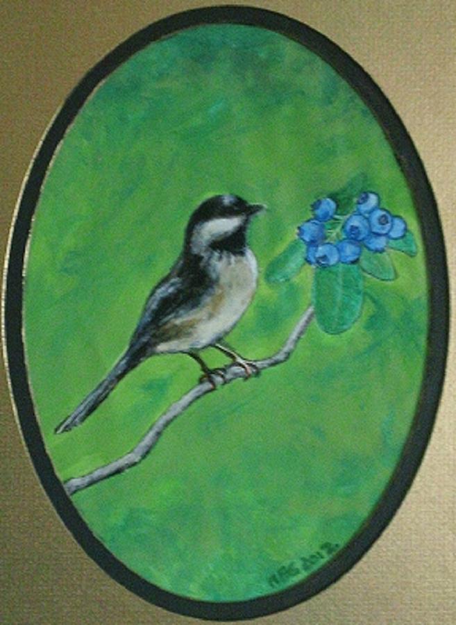 Chickadee Painting - Blueberry Chickadee by Maria Elena Gonzalez