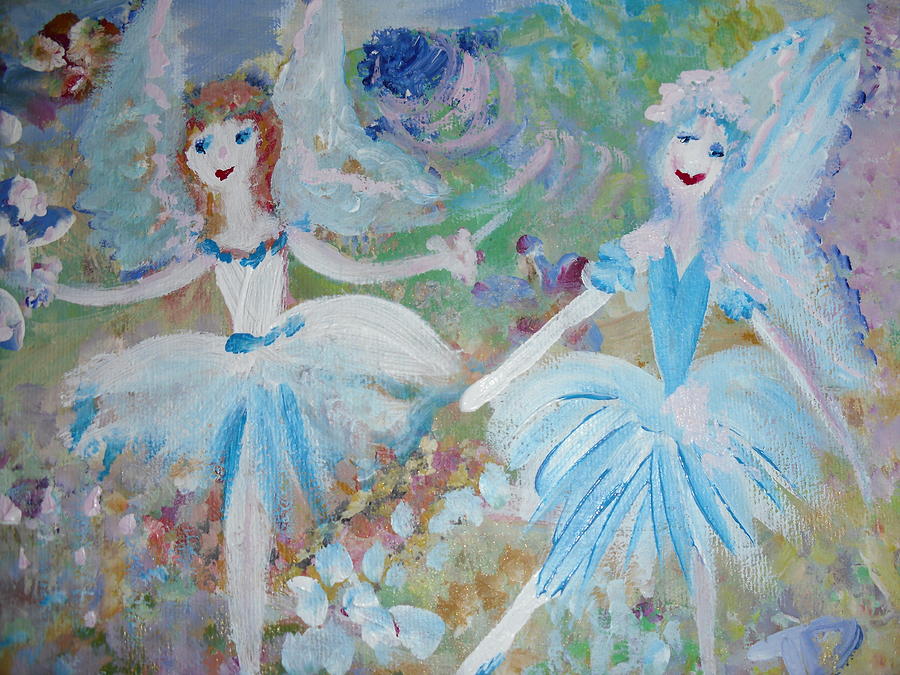 Blueberry fairies Painting by Judith Desrosiers