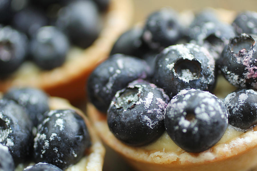 Cake Photograph - Blueberry tarts by Isabel Poulin