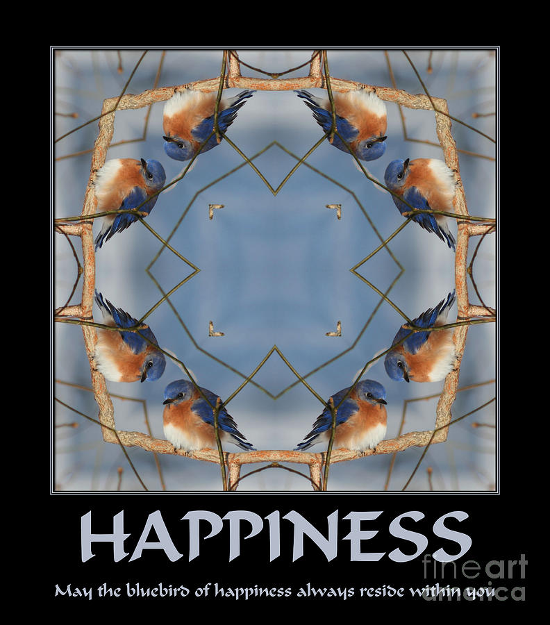 Bluebird Kaleidoscope Happiness Quote Photograph by Smilin Eyes Treasures