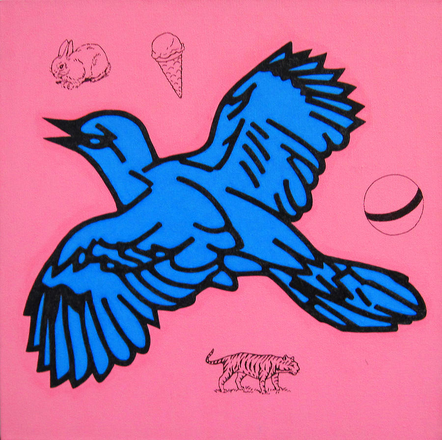 Bluebird On Pink Painting by Steve Fields