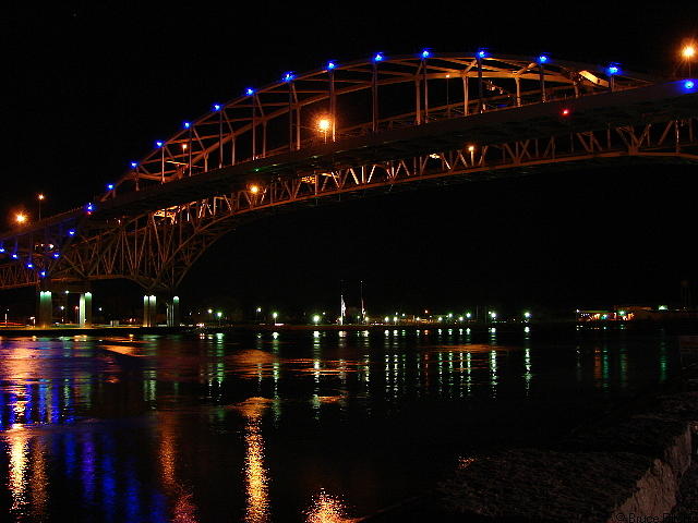 Bluewater Bridges at night facing North Mixed Media by Bruce Ritchie