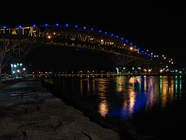 Bluewater Bridges at Night Facing South Mixed Media by Bruce Ritchie