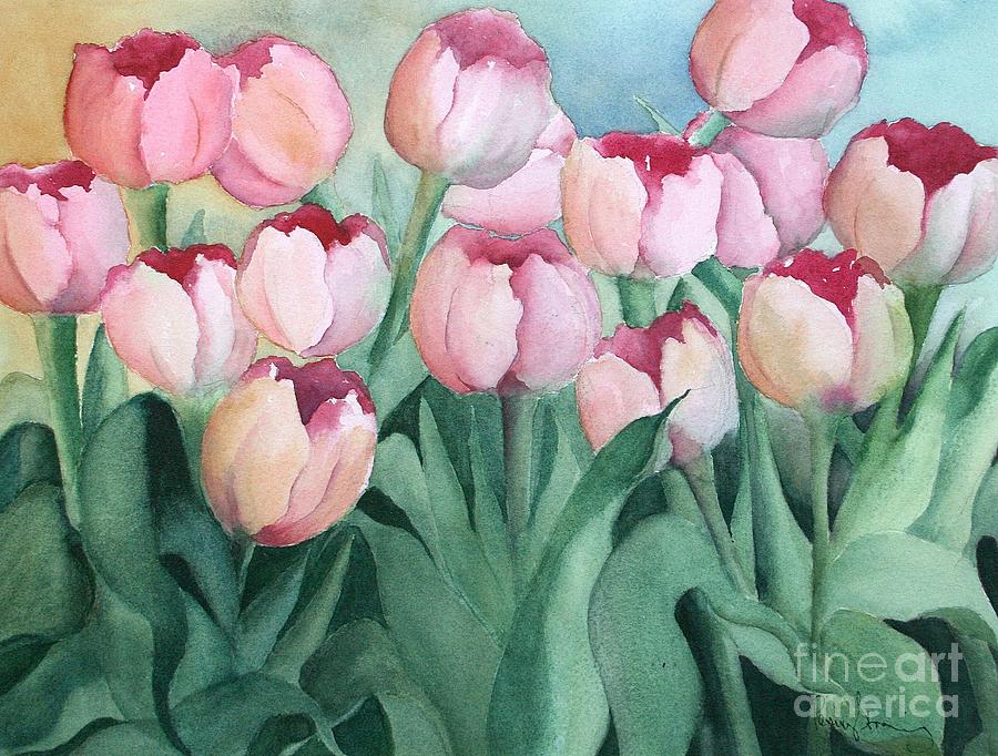 Blushing Tulips Painting by Penny Stroening | Pixels