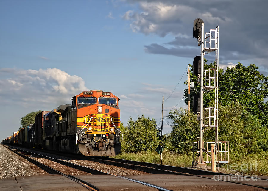Train Photograph - BNSF Train Engine by Pamela Baker