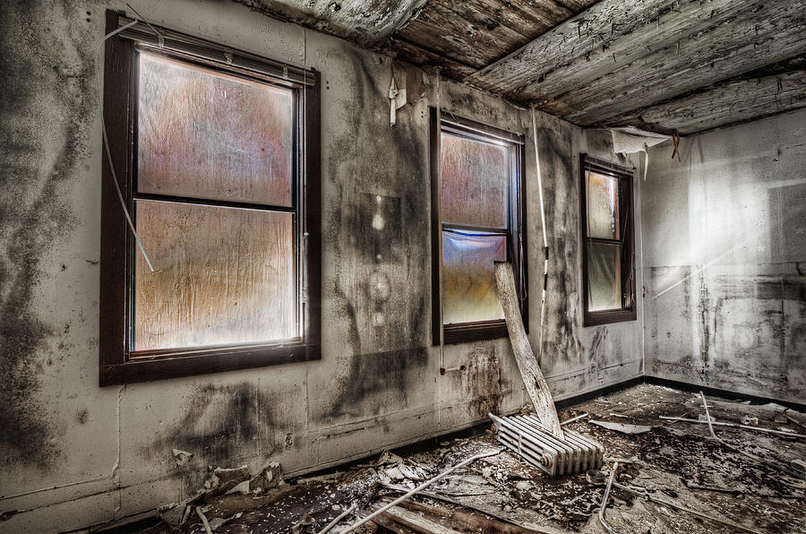 Abandoned Photograph - Boarded Up Windows by Tim Fleming