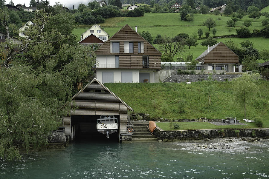 Boat house on a mountain slope on the shore of Lake Lucerne in Switzerland Photograph by Ashish Agarwal