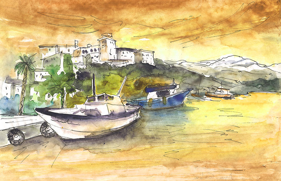 Boat in Agia Galini 03 Painting by Miki De Goodaboom
