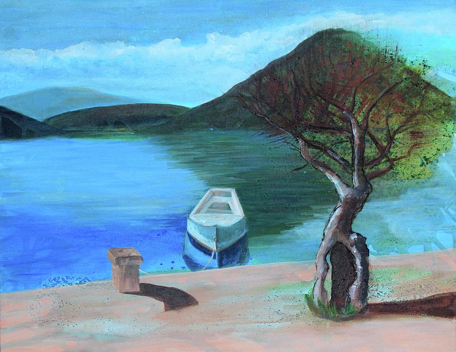 Boat Painting - Boat on Fjords of Montenegro by Barbara Cornelius
