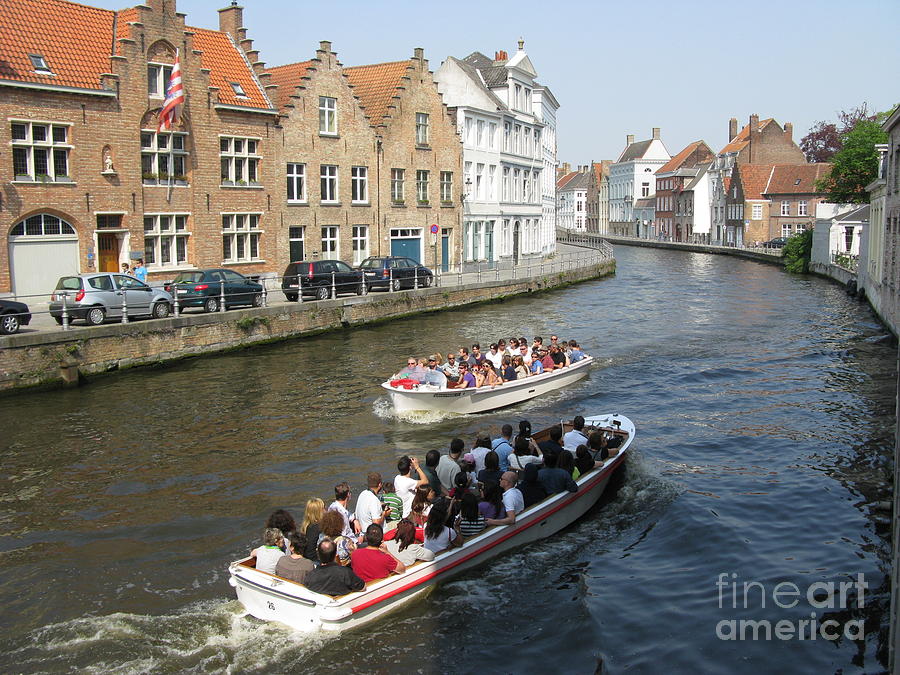 Architecture Photograph - Boat Tours In Brugge Belgium by Ausra Huntington nee Paulauskaite
