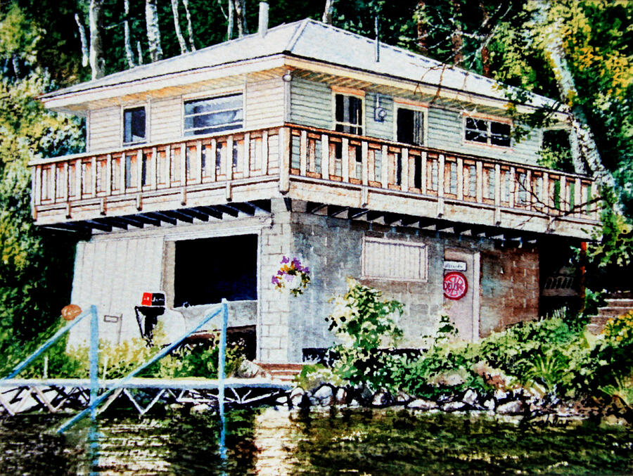 Boathouse Portrait Painting by Hanne Lore Koehler